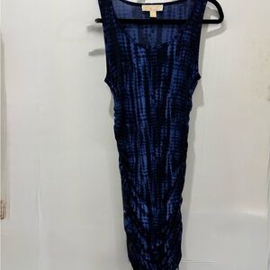 Michael Kors Blue Ribbed Sheath Midi Dress